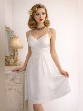 DIXIE BELLE Vintage Women’s Cream 100% Nylon Slip 36